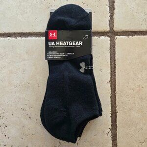 Brand New Under Armour HeatGear No Show Adult Black Socks 3 pack